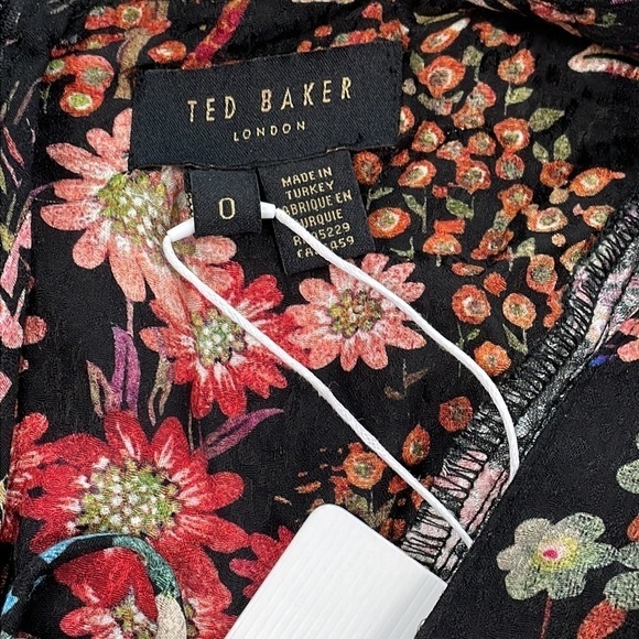 NWT Ted Baker Hendria Ruffle Trim Mini Dress Long Sleeve Floral Romantic Sz 0 XS - Picture 9 of 17